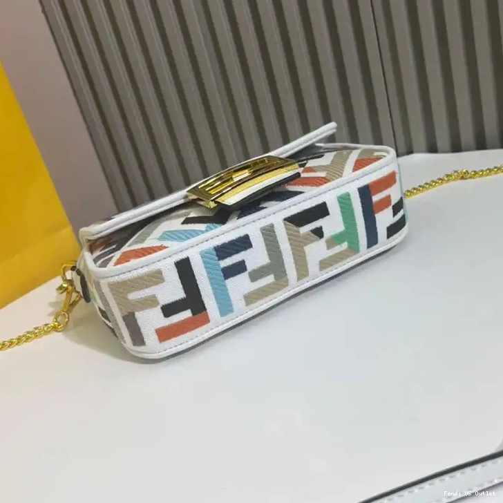 Vintage HOT Baguette Canvas Multi Fendi Mini White In Bag Motif FF 0430